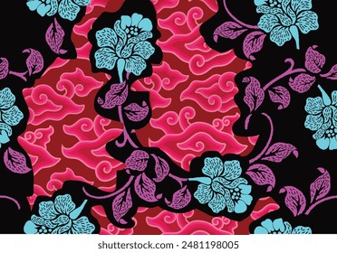 Design Batik Indonesian: is a technique of wax-resist dyeing applied to whole cloth, or cloth made using this technique. Vector eps 10