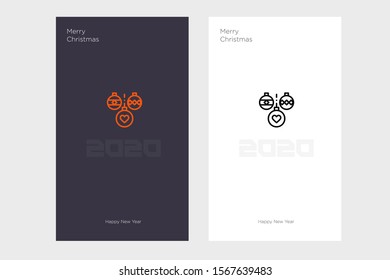 Design bauble icons  on Christmas themed greeting cards