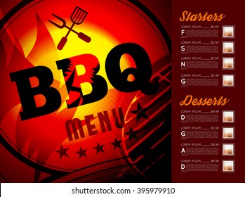 Design BBQ menu. Vector illustration can be used as a template