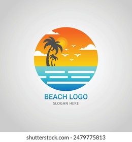 “BEACH LOGO” design, Beach Logo., Summer beach icon, Summer background.