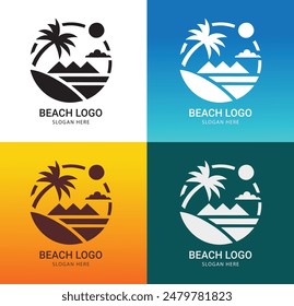 “BEACH LOGO” design, Beach Logo., Summer beach icon, Summer background.