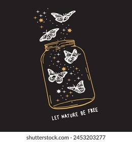 Design of beautiful butterflies in a jar