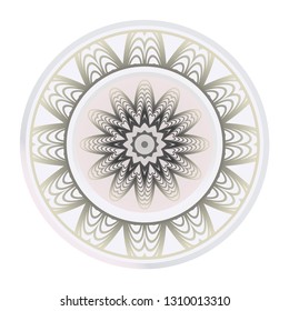 Design With Beautiful Floral Mandala Ornament. Vector Illustration. For Coloring Book, Greeting Card, Invitation, Tattoo. Anti-Stress Therapy Pattern. Indian, Moroccan, Mystic, Ottoman Motifs.