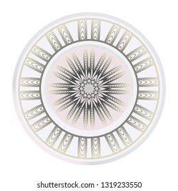 Design With Beautiful Floral Mandala Ornament. Vector Illustration. For Coloring Book, Greeting Card, Invitation, Tattoo. Anti-Stress Therapy Pattern. Indian, Moroccan, Mystic, Ottoman Motifs.
