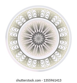 Design With Beautiful Floral Mandala Ornament. Vector Illustration. For Coloring Book, Greeting Card, Invitation, Tattoo. Anti-Stress Therapy Pattern. Indian, Moroccan, Mystic, Ottoman Motifs.