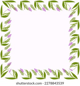 Design a beautiful frame of spring flowers. For a postcard, banner, poster, invitation. Place to insert text. Vector illustration.