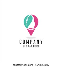  Design a beauty logo with the shape of a location icon, Beauty Women face character Logo Template