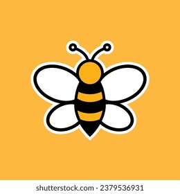 Design bee flat sticker vector simple