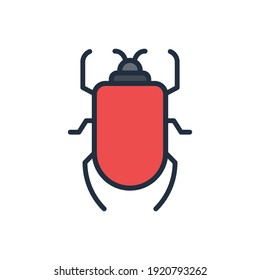 The design of the beetle spring filled icon vector illustration, this vector is suitable for icons, logos, illustrations, stickers, books, covers, etc.