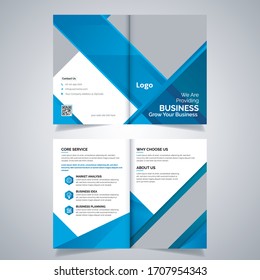 Design a bi-fold brochure with a place for photos in a minimalist style.
The template of the vector booklet is black and white for business