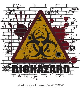 Design with bio-hazard symbol printed, vector illustration