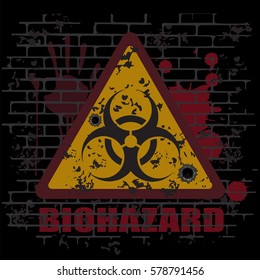 Design with bio-hazard symbol printed, vector illustration