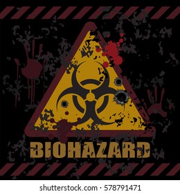 Design with bio-hazard symbol printed, vector illustration