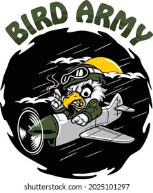 Design Bird Army Illustration Suinable For Tshirt Brand Logo Icon