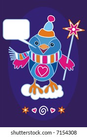 Design with a bird for christmas greeting