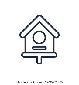 The design of the bird house spring outline icon vector illustration, this vector is suitable for icons, logos, illustrations, stickers, books, covers, etc.