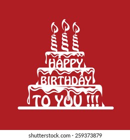 design of birthday cake on a red background