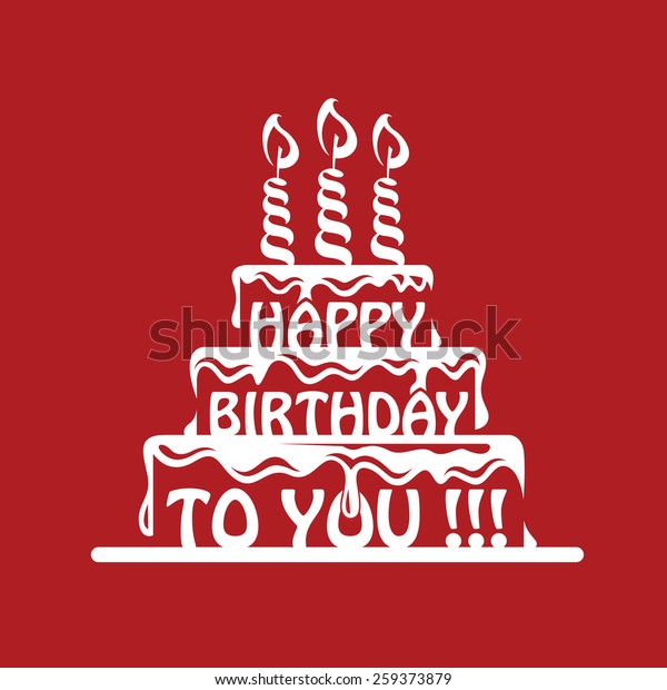 Design Birthday Cake On Red Background Stock Vector Royalty Free 259373879