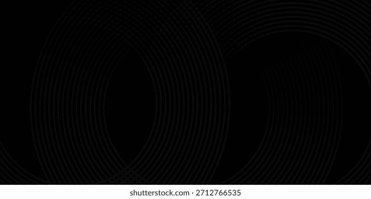 Design black geometric lines on dark blue background. Modern shiny blue circle lines pattern. Futuristic technology concept. Modern