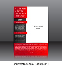 Design Of The Black And Red Flyer Vector Illustration Whit Red Elements And Place For Pictures. Poster Template For Your Business.