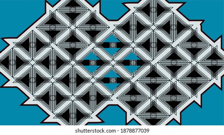 Diseño de una forma de triángulo negro, arte vectorial azul, aislado en fondo blanco.