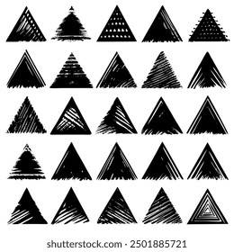 A design with black triangles on a clean white background