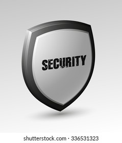 Design black and white Color Shield Lock isolated. Defense sign Protection concept. Safety badge icon. Privacy banner. Security label. Presentation sticker shape. Vector illustration
