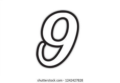 Design of black and white number 9 suitable as a logo for a company or business