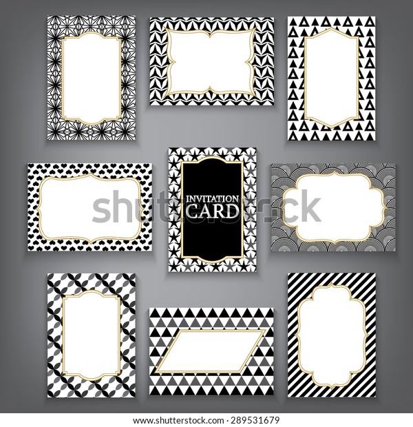 Design Black White Vintage Frames Invitation Stock Vector Royalty