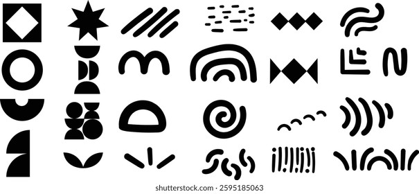 Design blips set,Little doddle set for Background and boundaries design, Hand drawn for the human flawed repeatability, Black pen mark design set, small design set.  