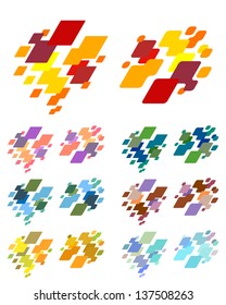 Design block background element. Crushing abstract brick pattern. Colorful wall stone icons set.Digital logo type.