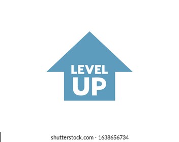 Design of blue arrow and level up symbol