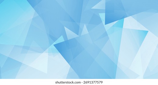 Design blue background design with layers of textured white transparent material in triangle diamond and squares shapes abstract simple design