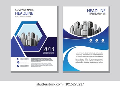 design blue cover book. blue brochure business template. esp 10