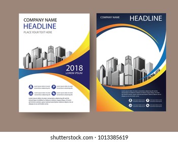 design blue cover brochure business template