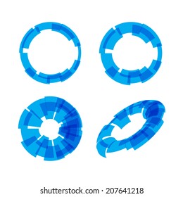 Design blue elements set icons. Abstract vector spiral background. EPS 10. 