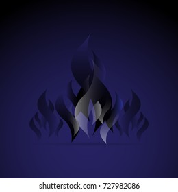 Design blue fire flame element with smoke, stock vector