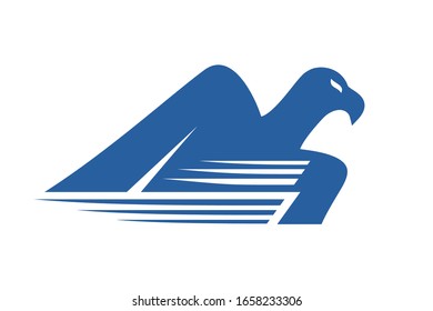 Design of blue hawk flying icon