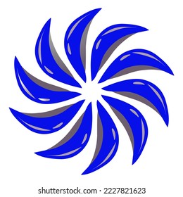 El diseño de la rueda azul o de la hélice es adecuado para pegatinas, logotipos y otros