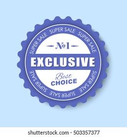 Design blue and white stamps (stickers) for exclusive product advertising. Vector illustration