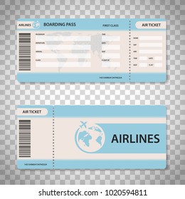 Design of boarding pass. Airline ticket for traveling on plane. Stock vector illustration.
