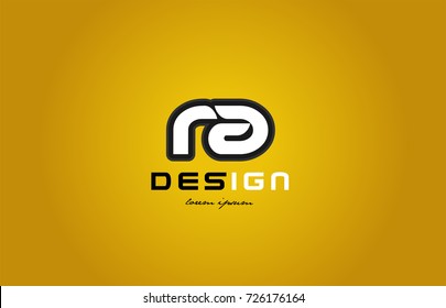 design of bold alphabet letter combination ra r a with white color and black contour on yellow background suitable for a company or business