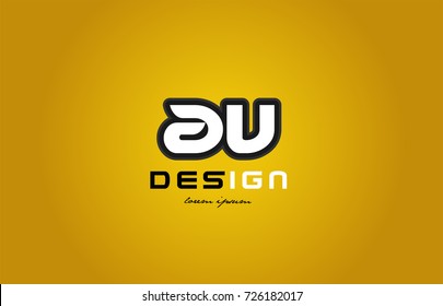 design of bold alphabet letter combination av a v with white color and black contour on yellow background suitable for a company or business