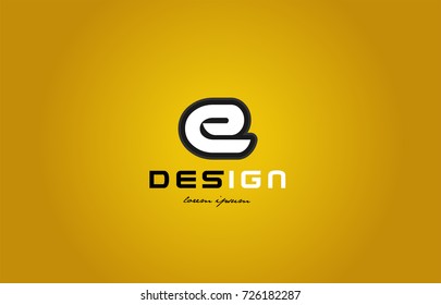 design of bold alphabet letter e with white color and black contour on yellow background suitable for a company or business