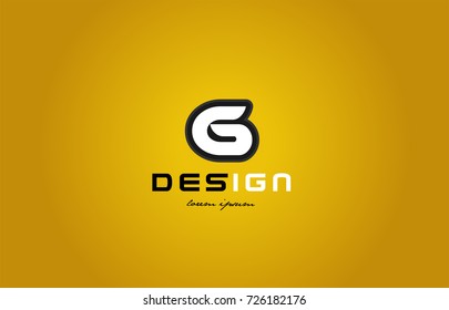 design of bold alphabet letter g with white color and black contour on yellow background suitable for a company or business