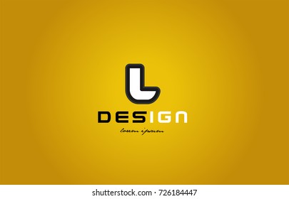design of bold alphabet letter l with white color and black contour on yellow background suitable for a company or business