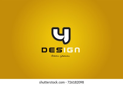 design of bold alphabet letter y with white color and black contour on yellow background suitable for a company or business