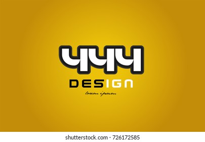 design of bold number numeral digit 444 with white color and black contour on yellow background suitable for a company or business