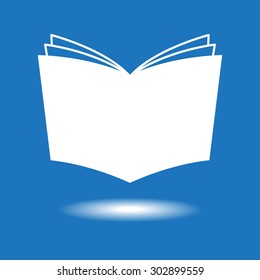 Design book icon. White icon on blue background
