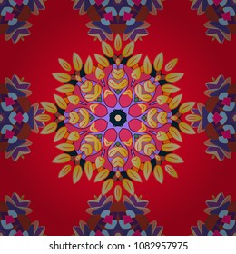 Design book layout. Modern vector template for brochure leaflet flyer cover catalog magazine or annual report. Colored layout on red, violet, neutral, pink and purple colors. Presentation with mandala